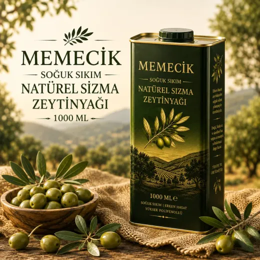 Memecik Soğuk Sıkım Natürel Sızma Zeytinyağı 1000 ML