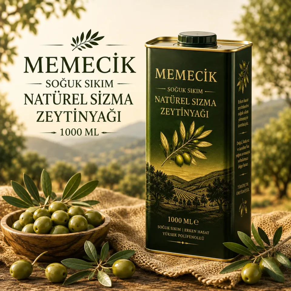 Memecik Soğuk Sıkım Natürel Sızma Zeytinyağı 1000 ML