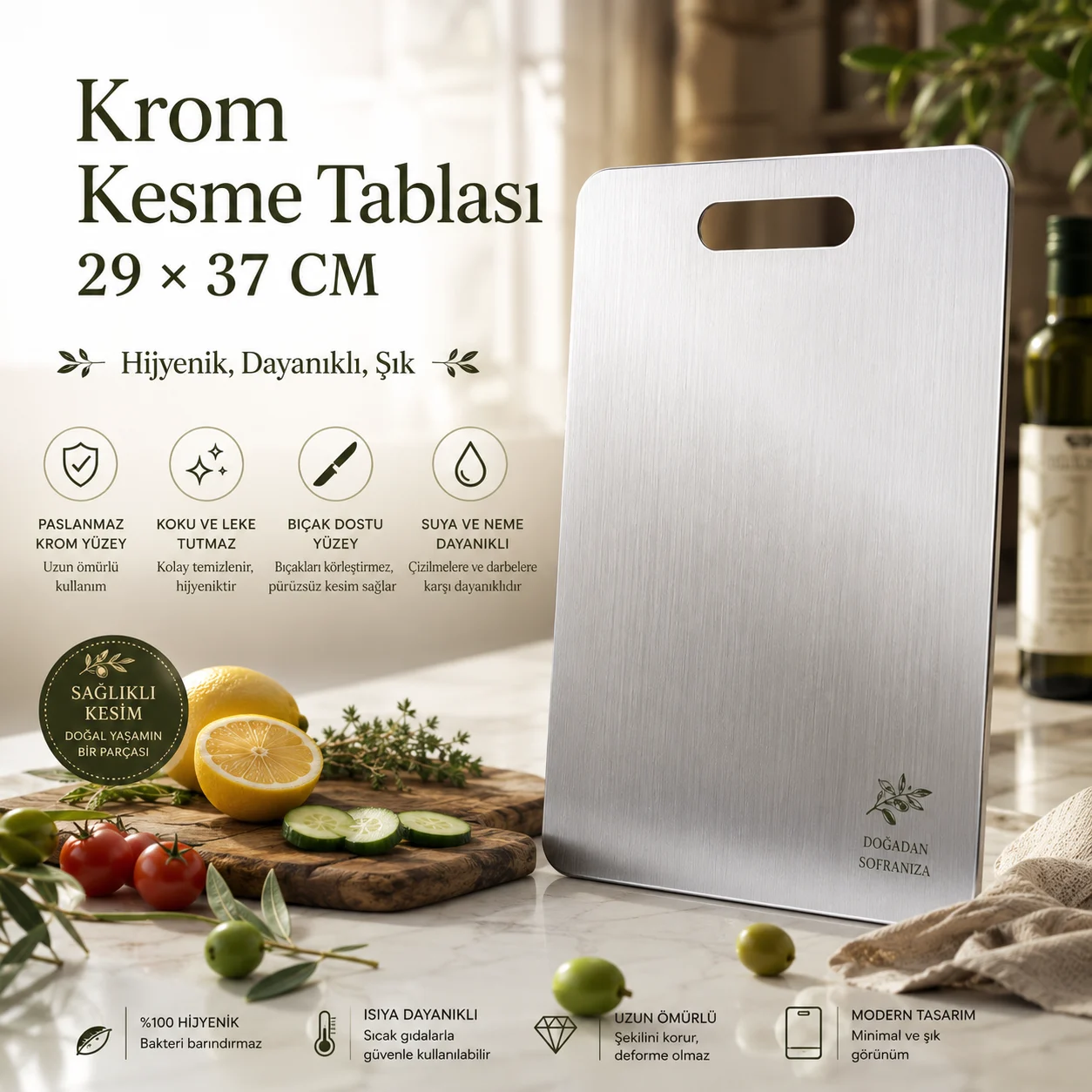Krom Kesme Tablası 29 × 37 CM